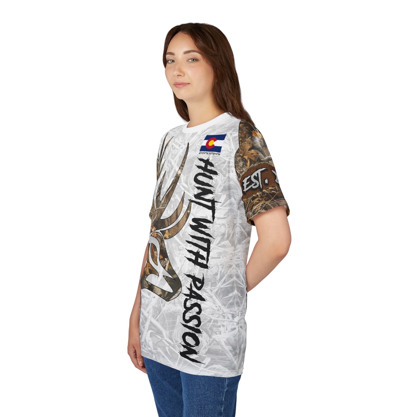 State Pride Buck Hunter Personalized Unisex Cut & Sew Tee