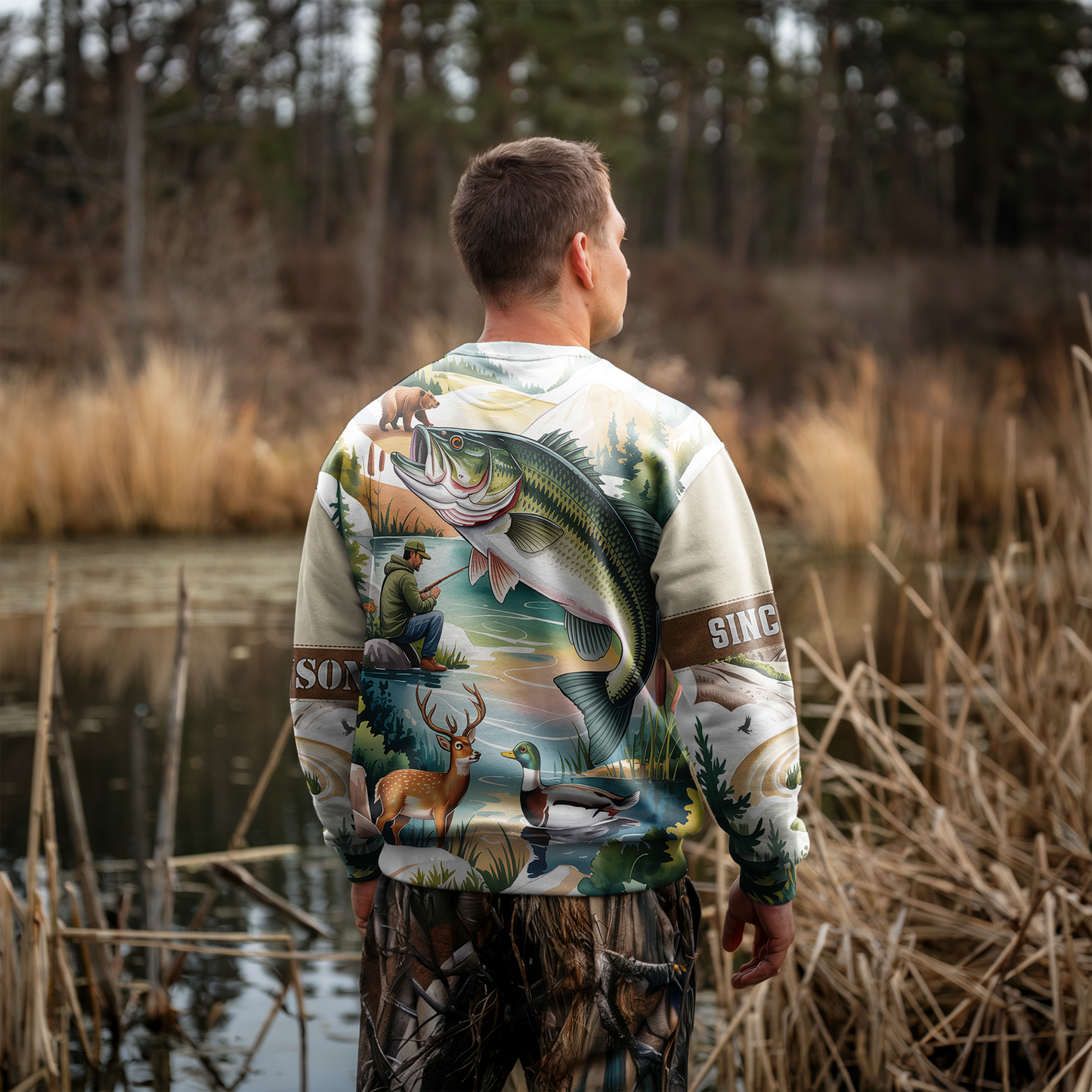 Mountain Lake Bass & Wildlife Personalized Unisex Sweatshirt