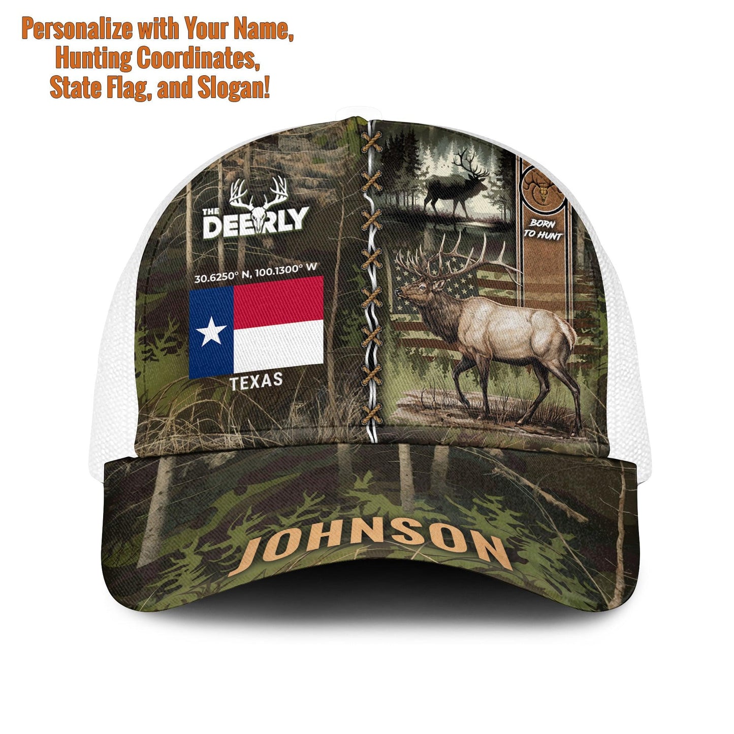 Personalized Elk Hunting American Flag Mesh Trucker Cap - The Deerly