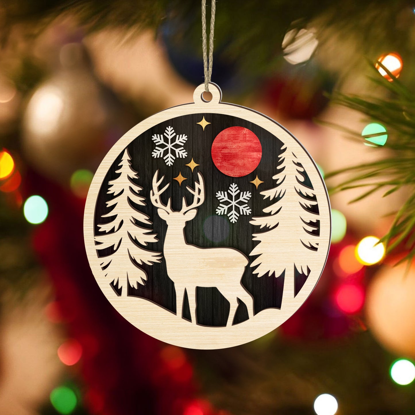 Deer Night Hunt Ornament - Christmas Gift for Hunters - The Deerly