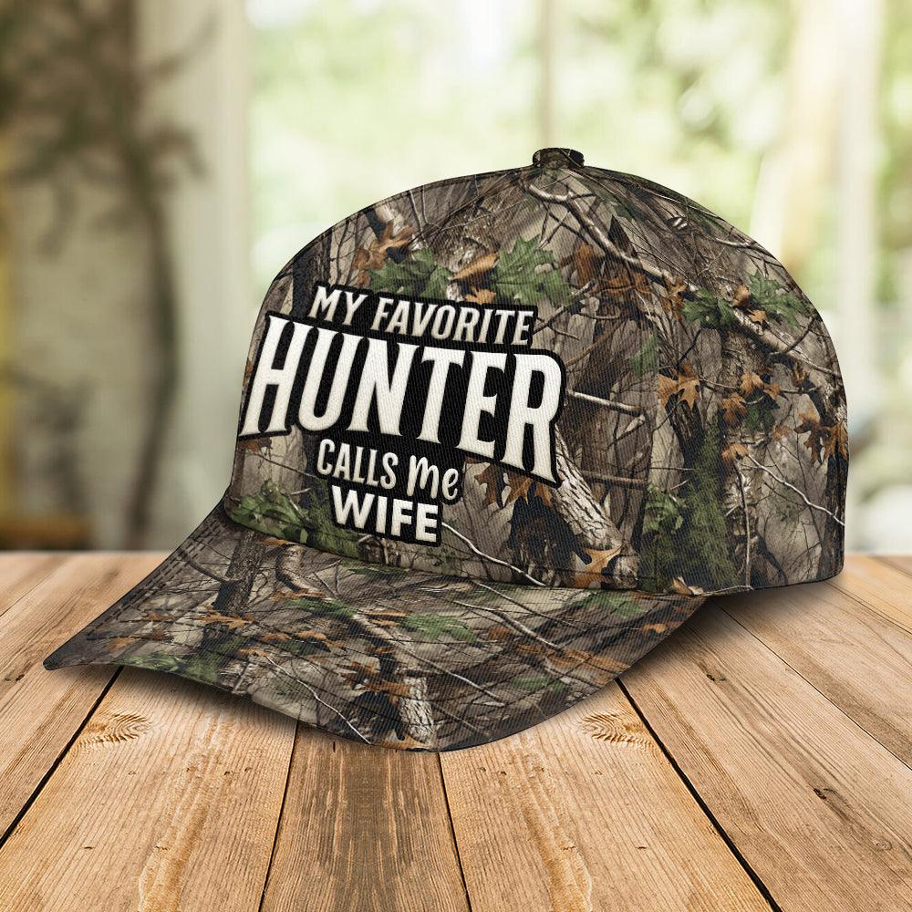 Premium Camo Hat - My Favorite Hunter Calls Me Wife - The Deerly