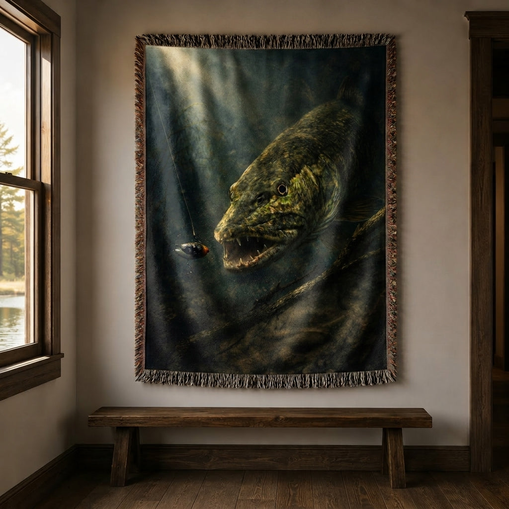 Northern Pike Woven Lodge Throw Blanket
