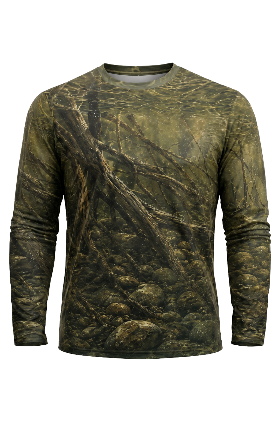 Performance Hunting Long Sleeve - Sunken Riverbed Trout - TBT147 mockup opposite side