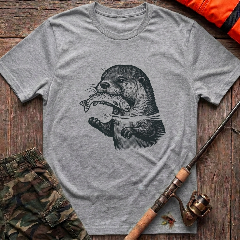 River Hunter Otter Trout T-Shirt - Sport Grey