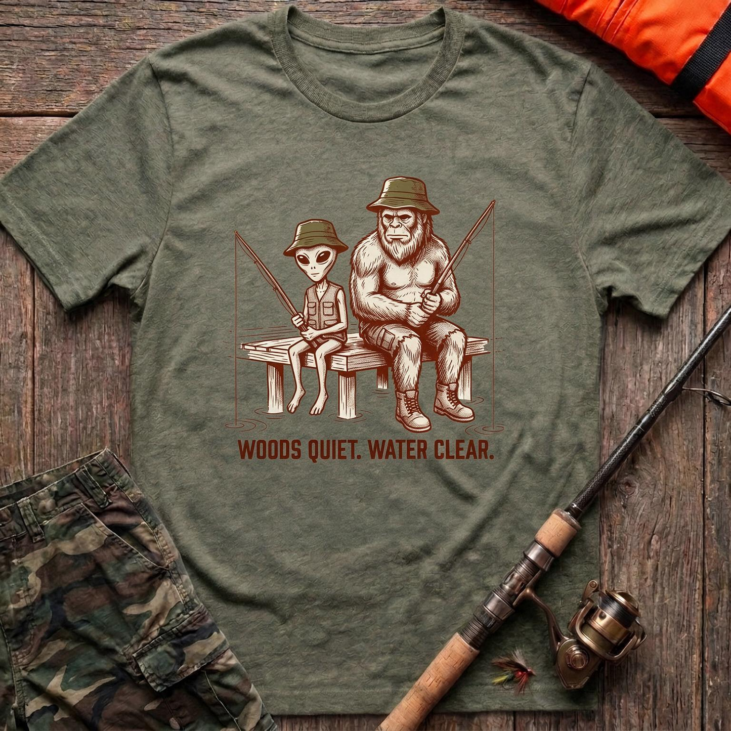 Whispering Waters Mystic Duo T-Shirt - Military Green