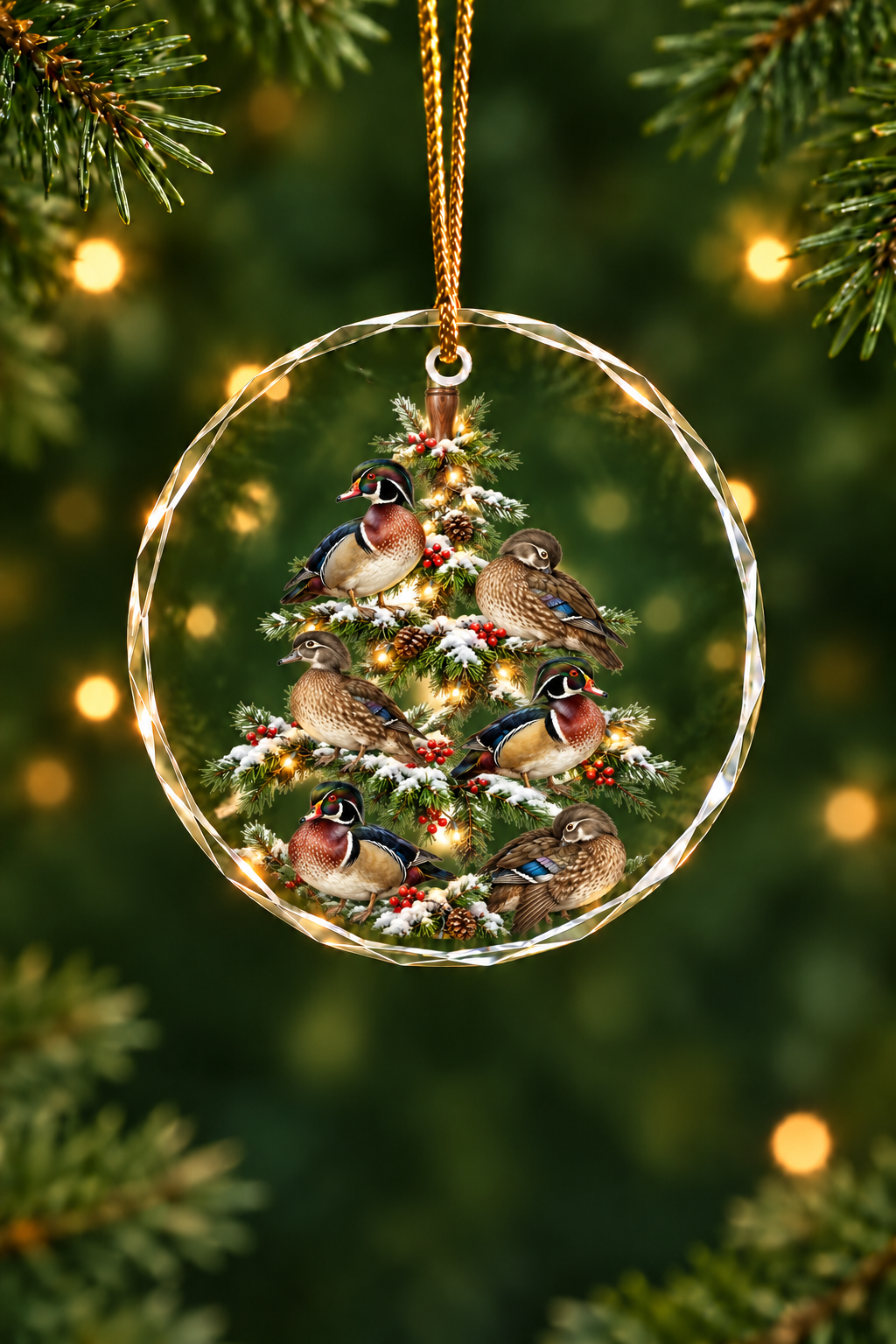 Evergreen Roost of the Wood Duck - Glass Ornament