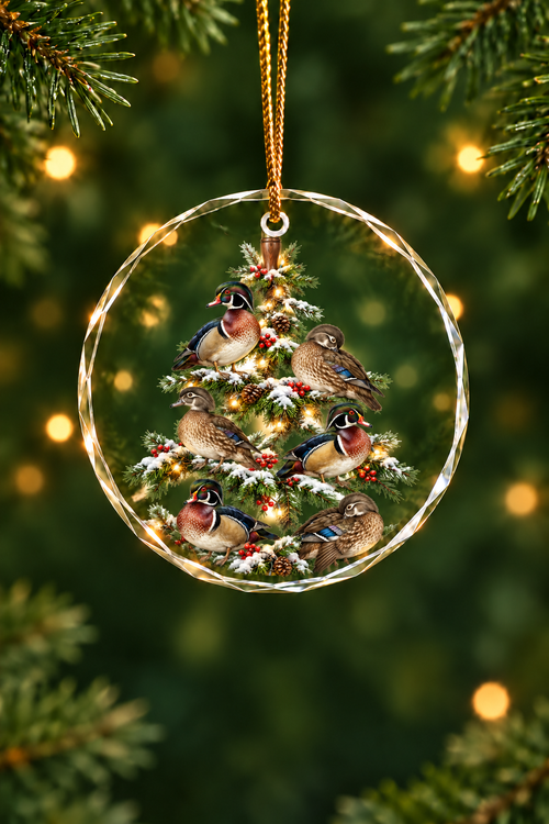 Evergreen Roost of the Wood Duck - Glass Ornament