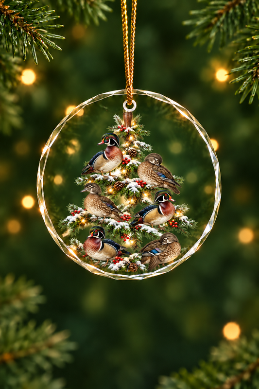 Evergreen Roost of the Wood Duck - Glass Ornament