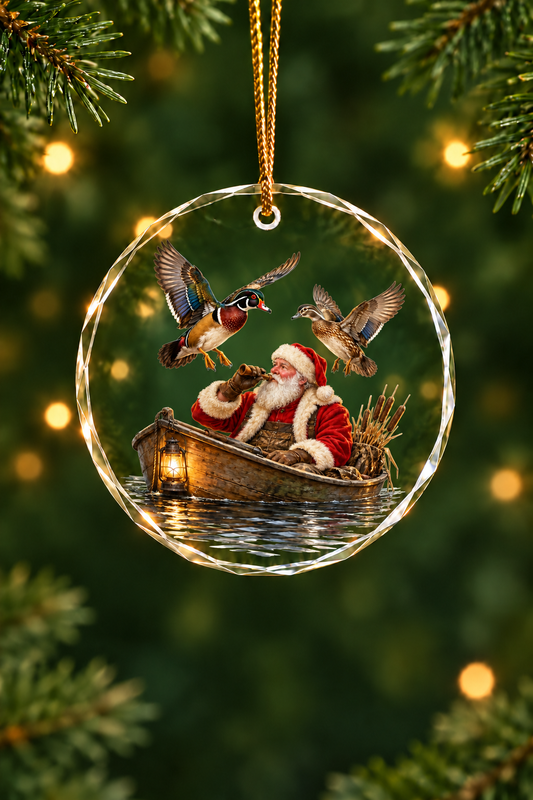 Santa's Blind on the Marsh - Glass Ornament
