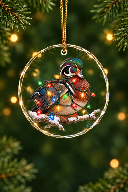 Woodie Wrapped in Yuletide Light - Glass Ornament