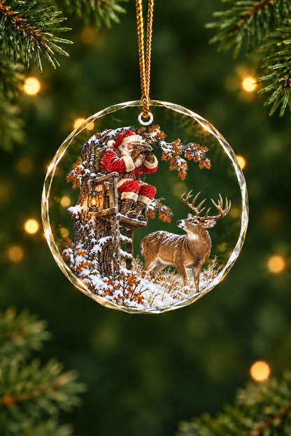 Santa's Watch from the Oak Stand - Glass Ornament