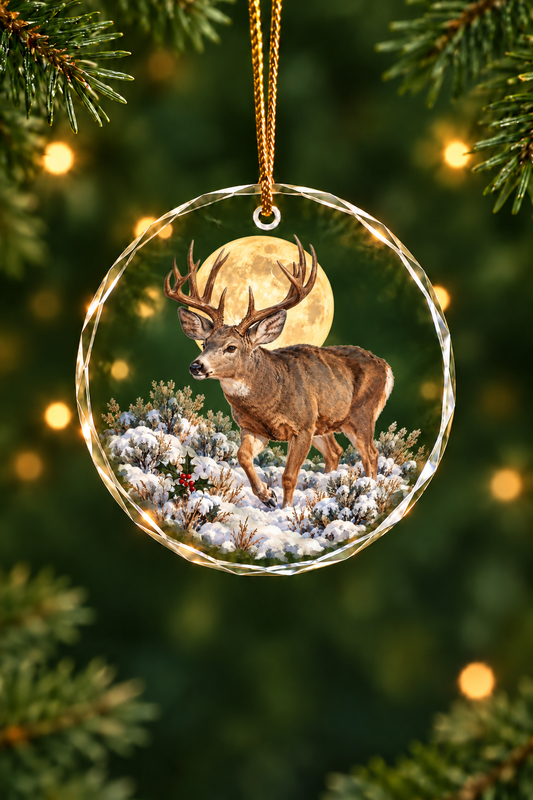 Muley Under the Golden Moon - Glass Ornament