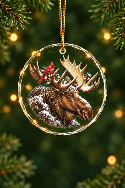 Herald of the Holly Moose - Glass Ornament