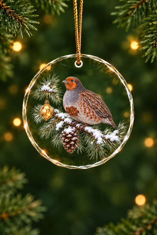 Partridge in a Pine Tree - Glass Ornament