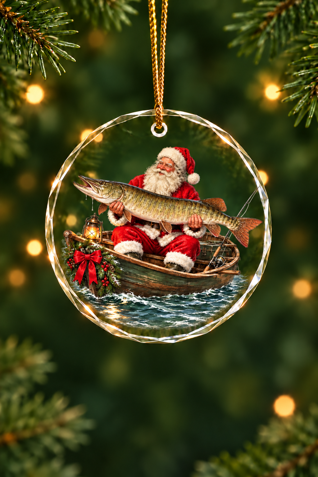 Santa's Trophy of the North Waters - Glass Ornament