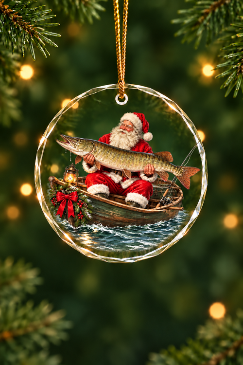 Santa's Trophy of the North Waters - Glass Ornament