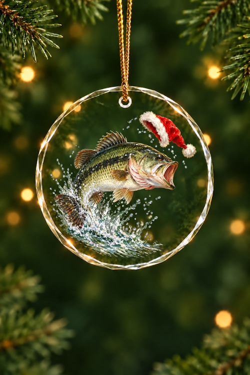 Bucketmouth Steals the Santa Hat - Glass Ornament