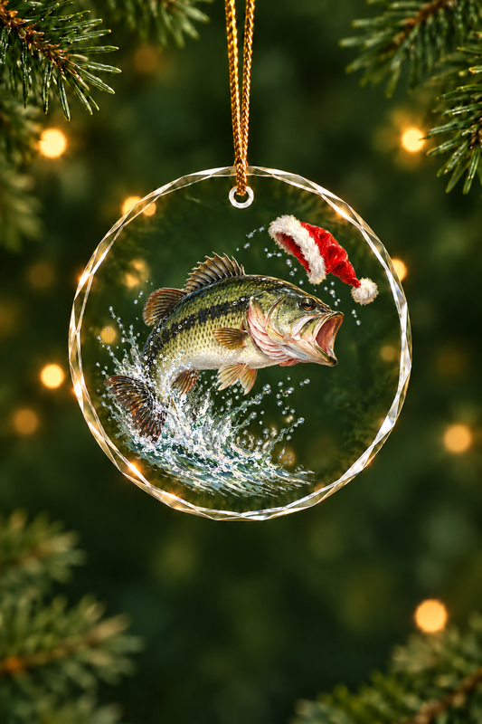 Bucketmouth Steals the Santa Hat - Glass Ornament