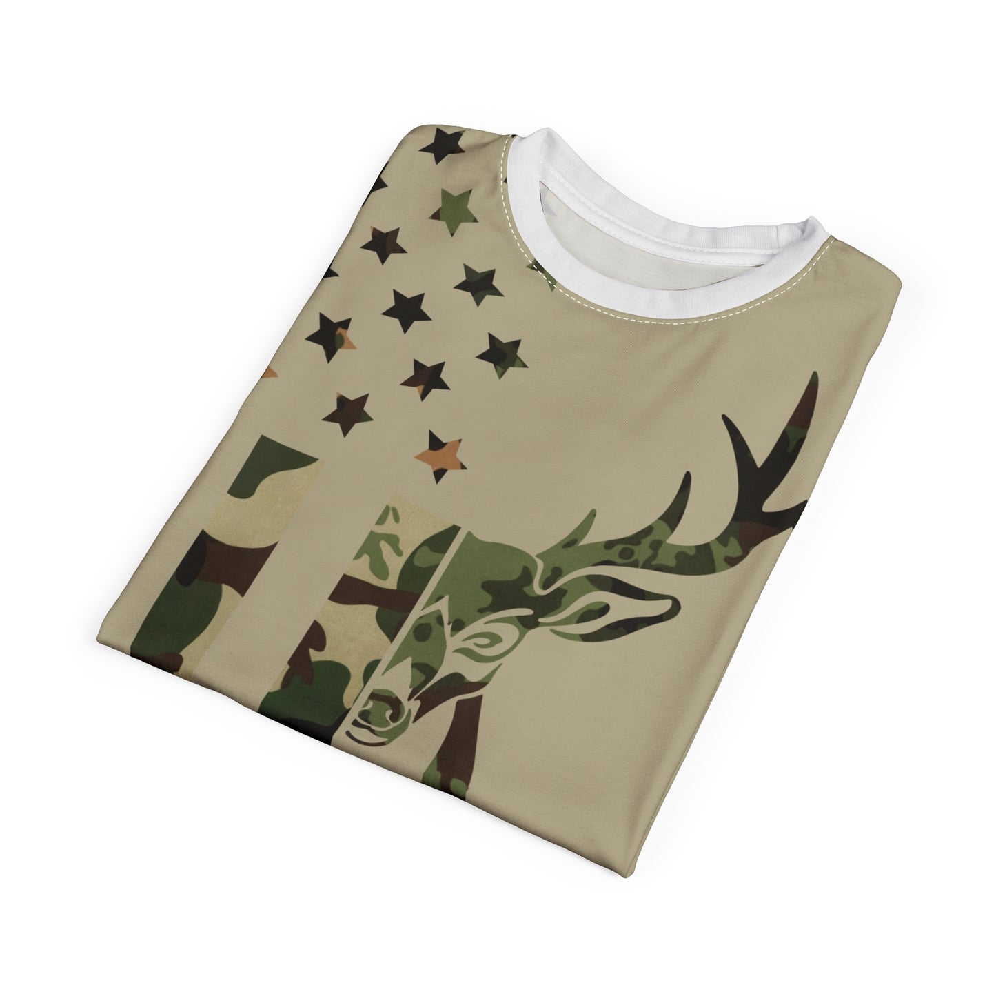 Camo Flag Buck Personalized Unisex Cut & Sew Tee