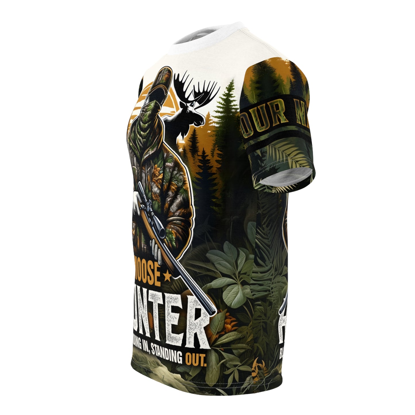 Moose Hunter Blending In Personalized Unisex Cut & Sew Tee