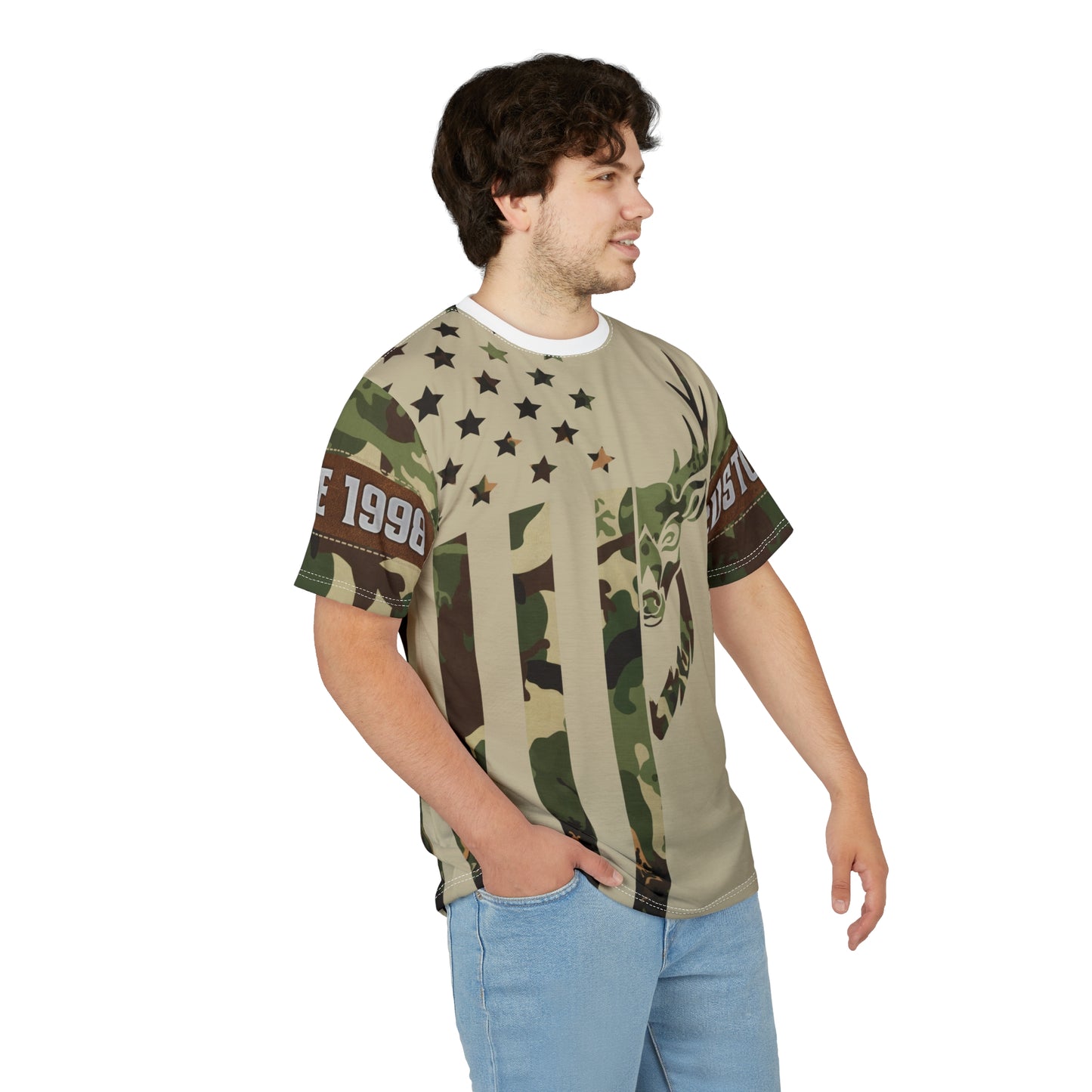 Camo Flag Buck Personalized Unisex Cut & Sew Tee