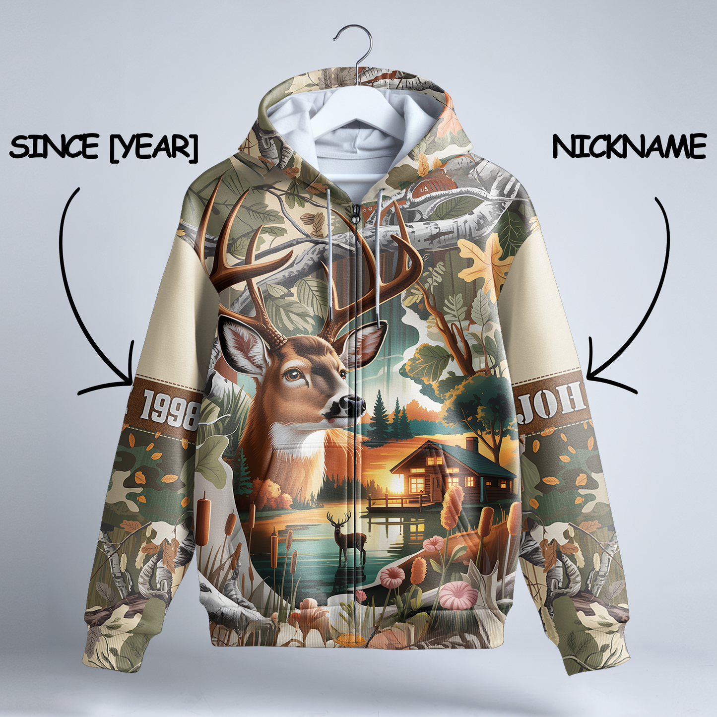 Lakeside Buck Retreat Personalized Zip Hoodie