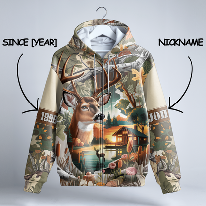 Lakeside Buck Retreat Personalized Zip Hoodie