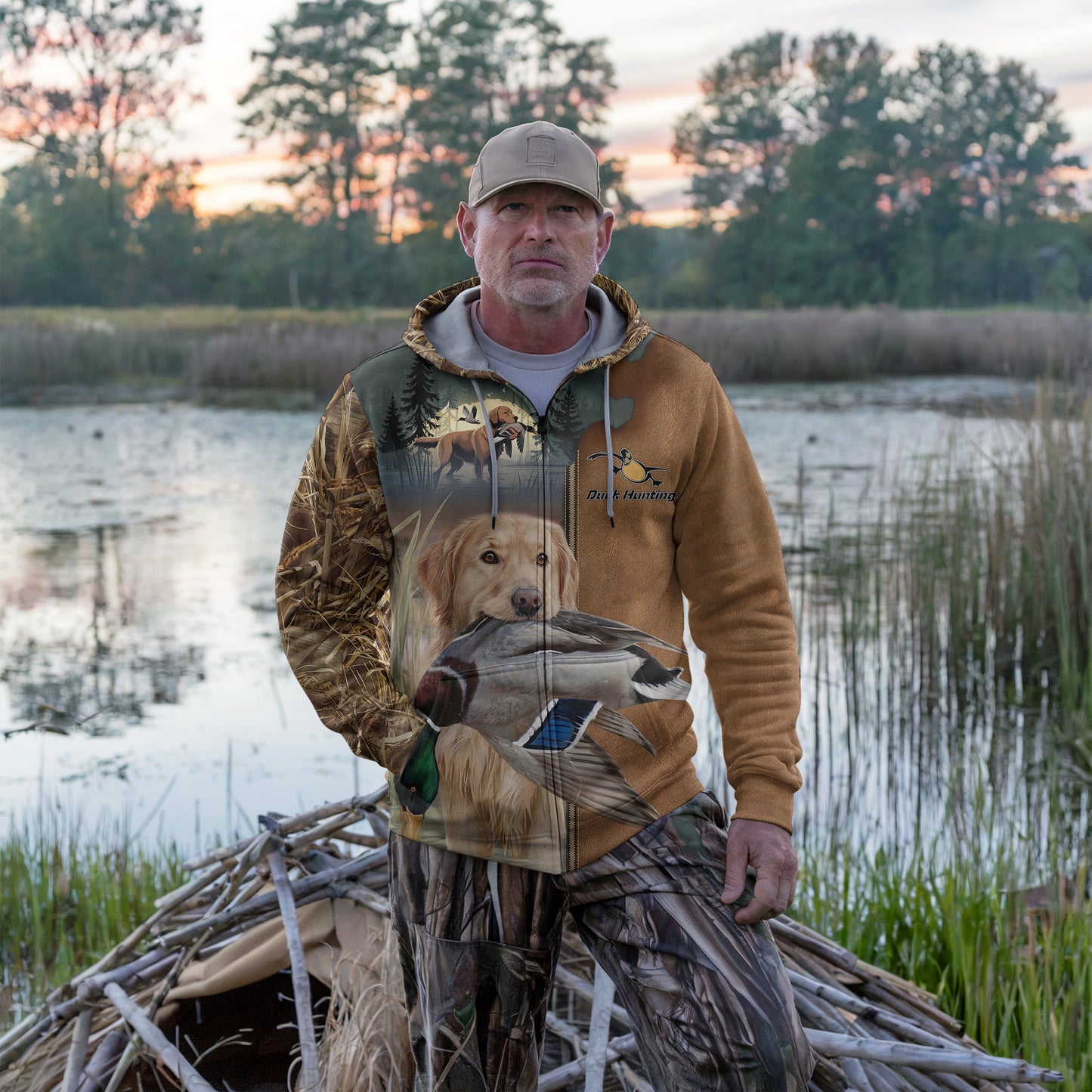 Retriever's Triumph Zip Hoodie - Duck Hunting Collection - The Deerly