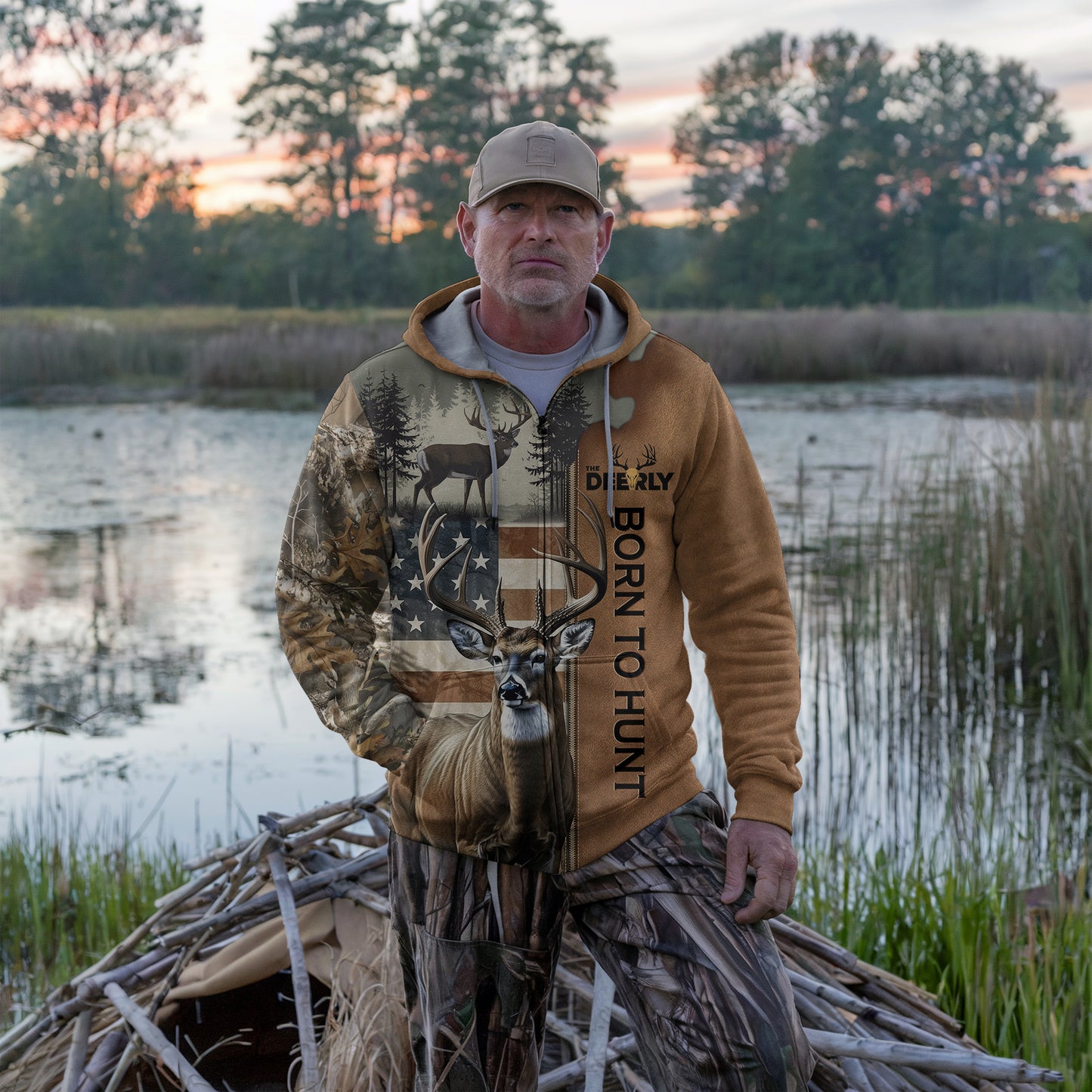 Born to Hunt Zip Hoodie - Deer Hunter Edition - The Deerly