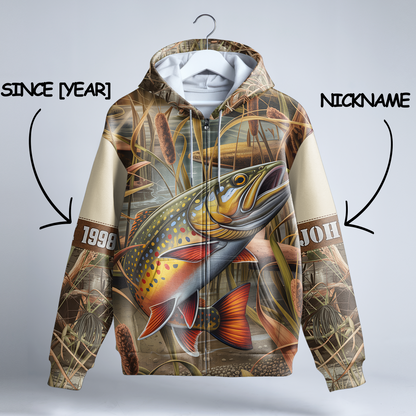 Brook Trout Wilderness Personalized Zip Hoodie