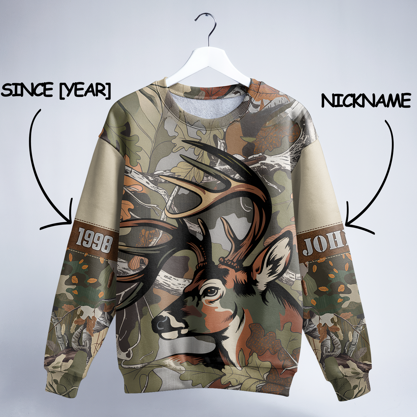 Autumn Buck Camo Personalized Unisex Sweatshirt