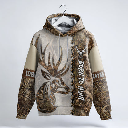 Personalized Deer Hunting Camo Hoodie - Born to Hunt