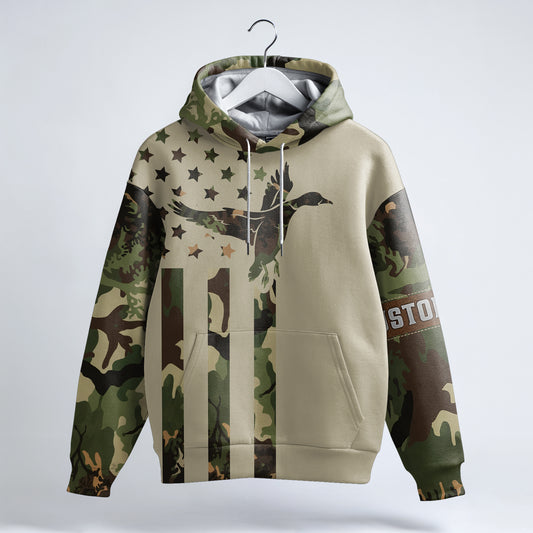 Custom Duck Hunting Camo Hoodie – Gear Up, Personalized for Hunters