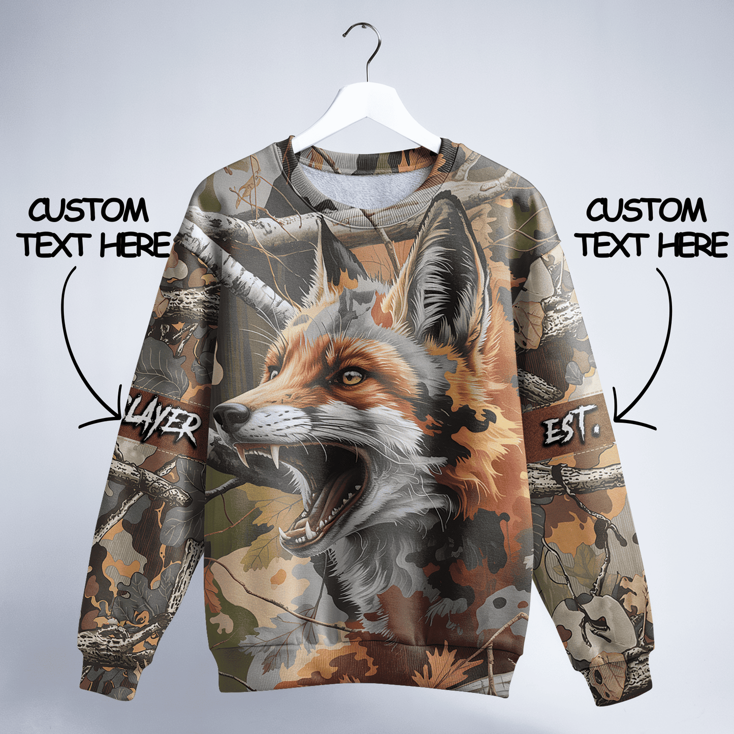 Red Fox Predator Camo Personalized Unisex Sweatshirt