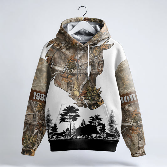 Personalized Boar Hunting Hoodie | Camo & Wild Hog Silhouette Design