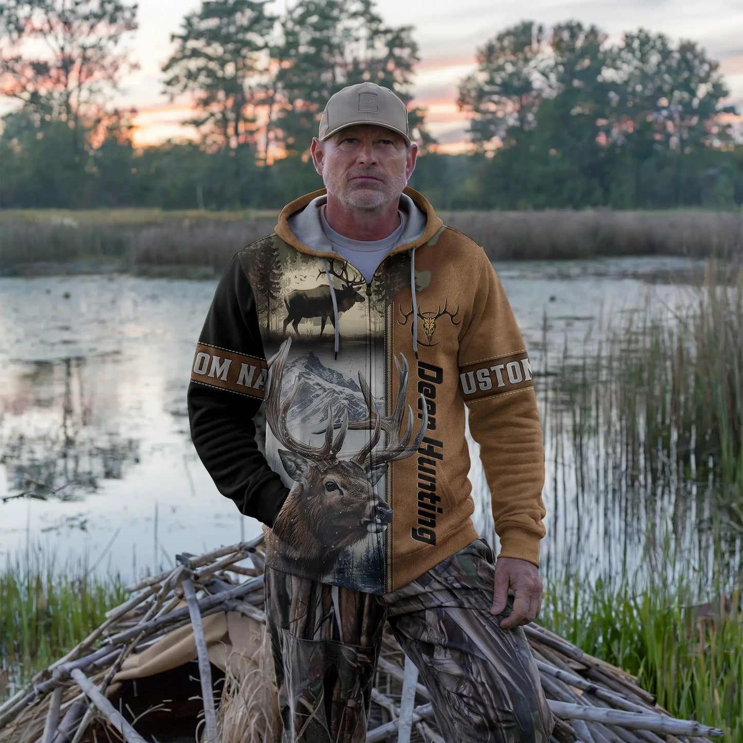 Deer Hunt Mountain Legend Zip Hoodie Personalized - The Deerly