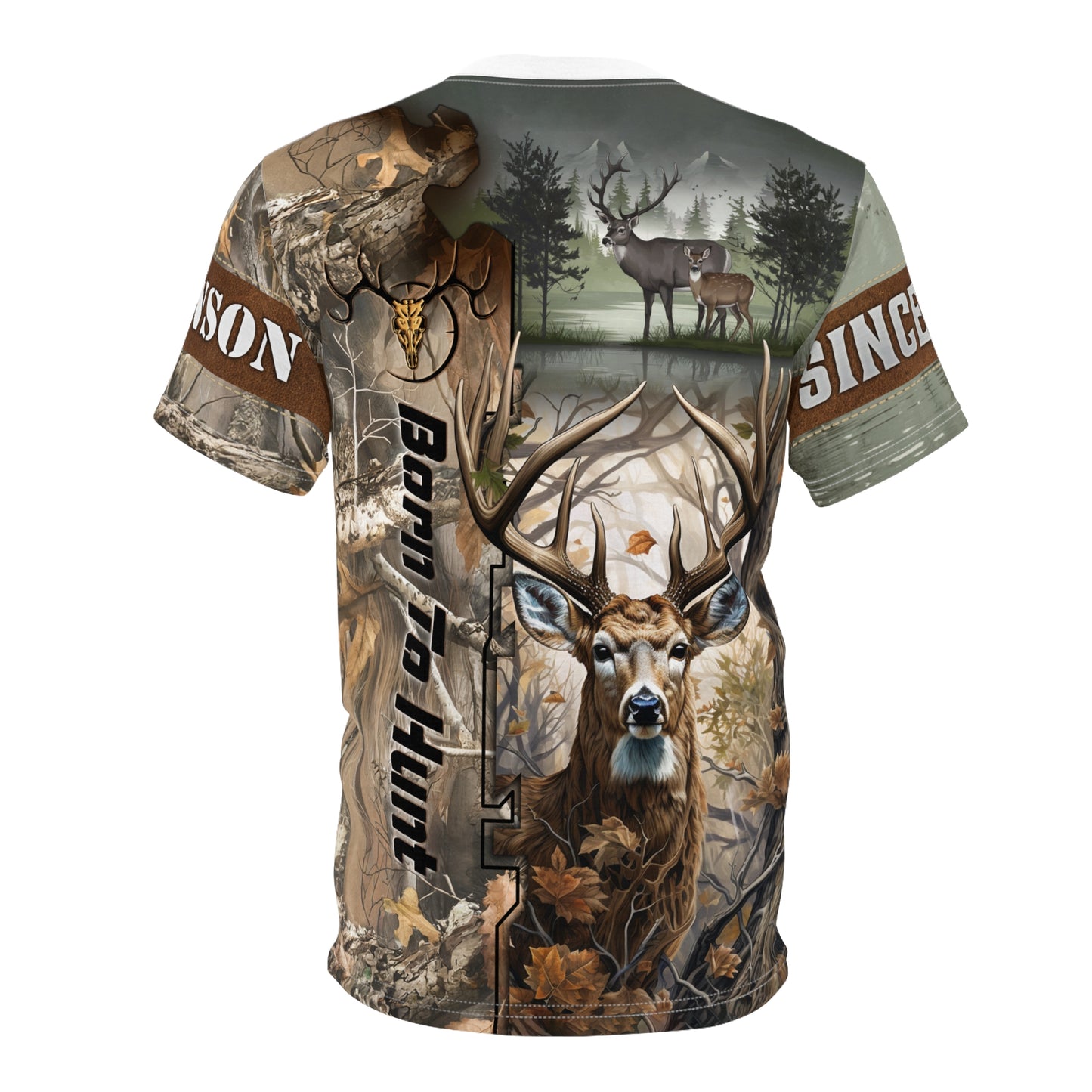 Born To Hunt Buck Personalized Unisex Cut & Sew Tee