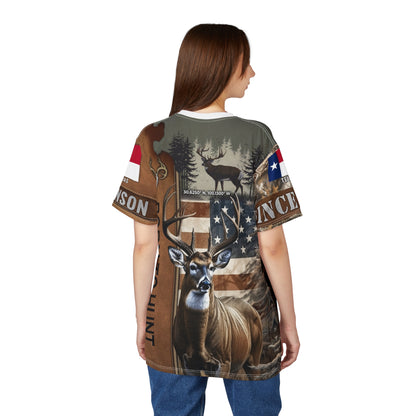 Born To Hunt Buck Flag Personalized Unisex Cut & Sew Tee