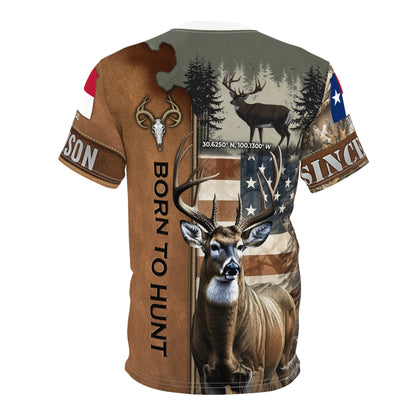 Born To Hunt Buck Flag Personalized Unisex Cut & Sew Tee