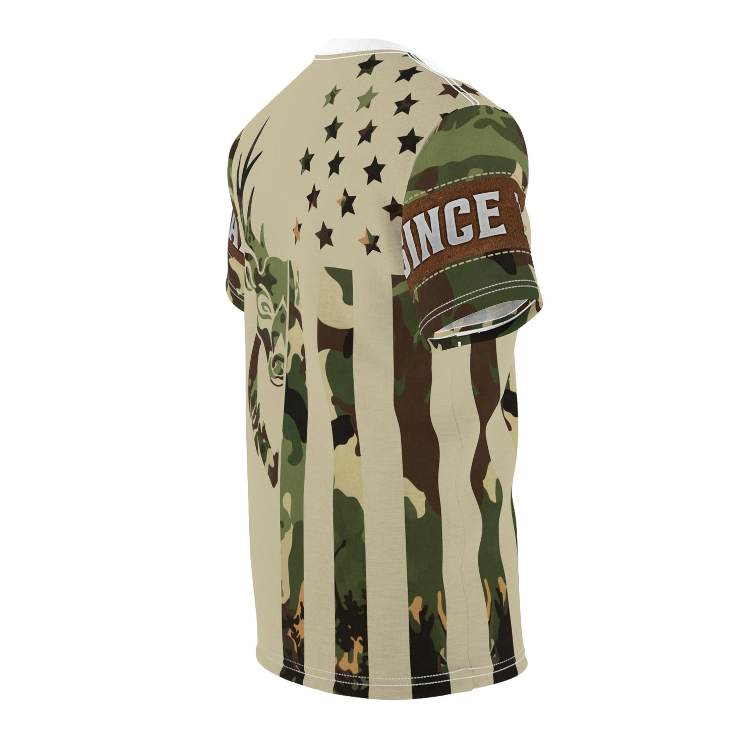 Camo Flag Buck Personalized Unisex Cut & Sew Tee