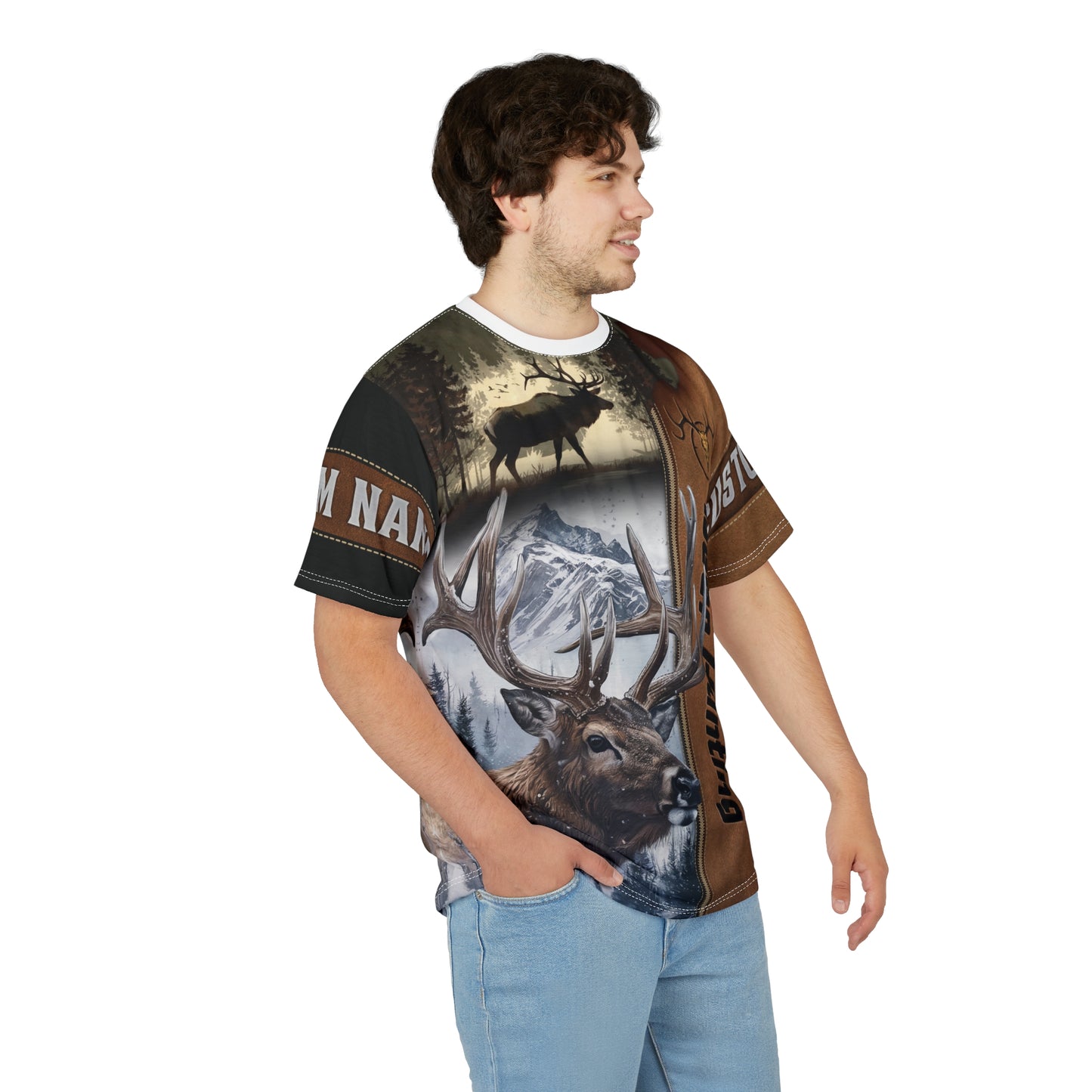 Deer Hunting Majesty Personalized Unisex Cut & Sew Tee