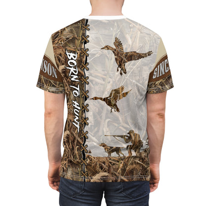Marsh Camo Waterfowl Hunter Personalized Unisex Cut & Sew Tee