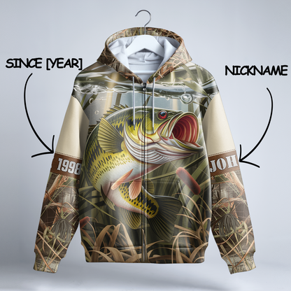 Bass Strike Personalized Zip Hoodie