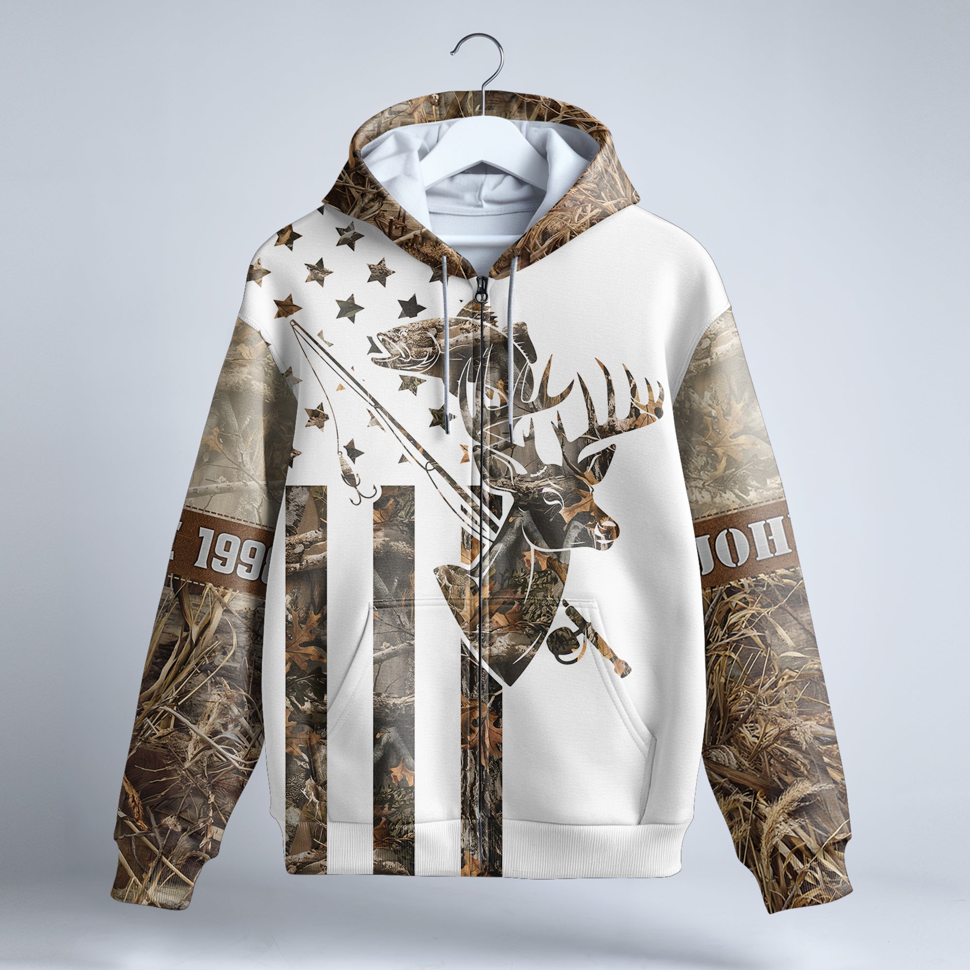 【Sobaq】ND Camo Over HD Zip-Up CAMO HQ - American M81 Woodland CAMO Unisex zip hoodie