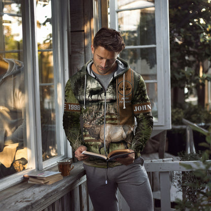 Elk Pursuit Personalized Zip Hunting Hoodie - The Deerly