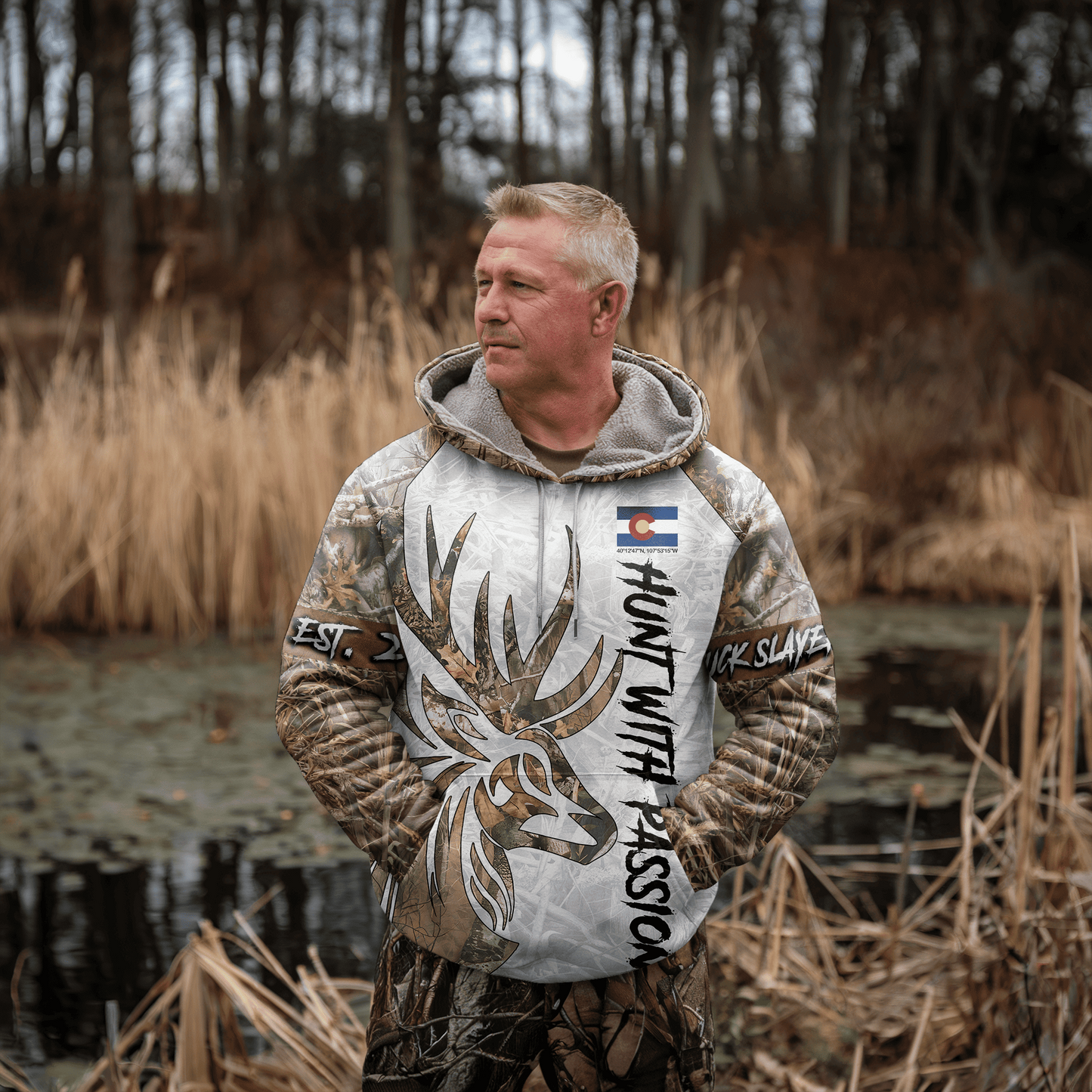 State Pride Buck Hunter Personalized Hoodie