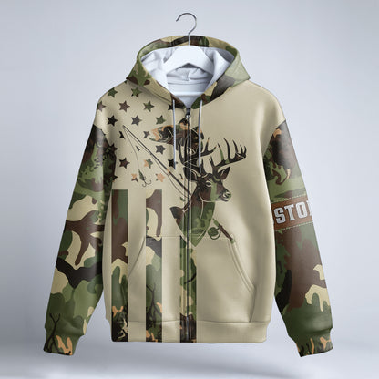 Personalized Camo Zip Hoodie – Hunting & Fishing Lifestyle