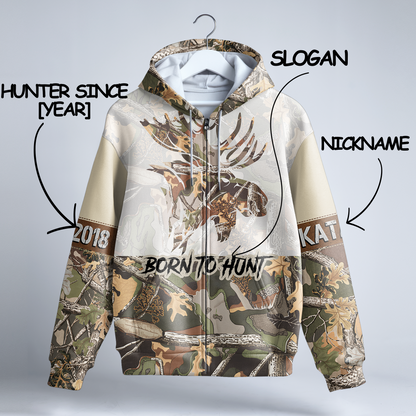 Bull Moose Camo Personalized Zip Hoodie
