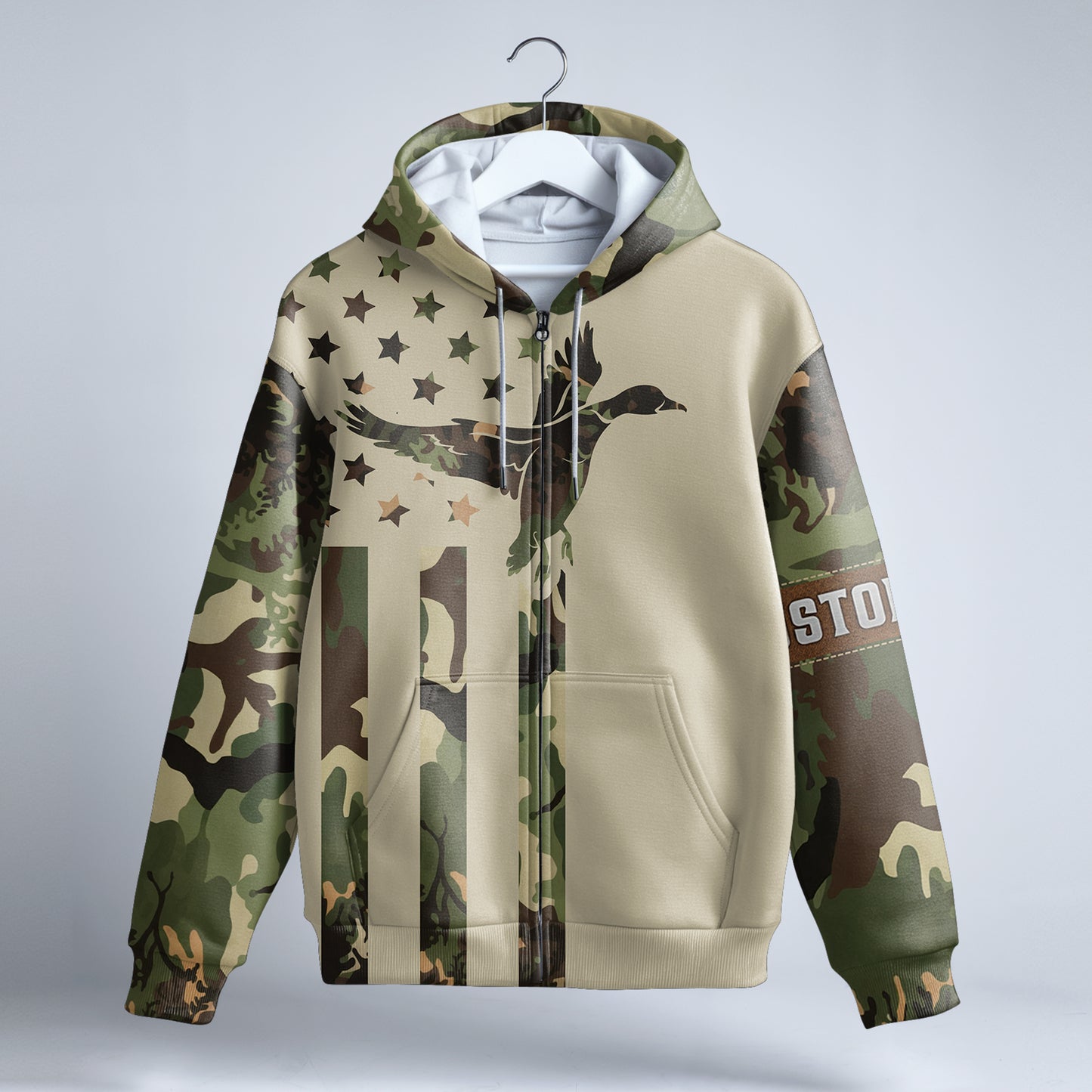 Custom Duck Hunting Camo Zip Hoodie – Personalized for the Field