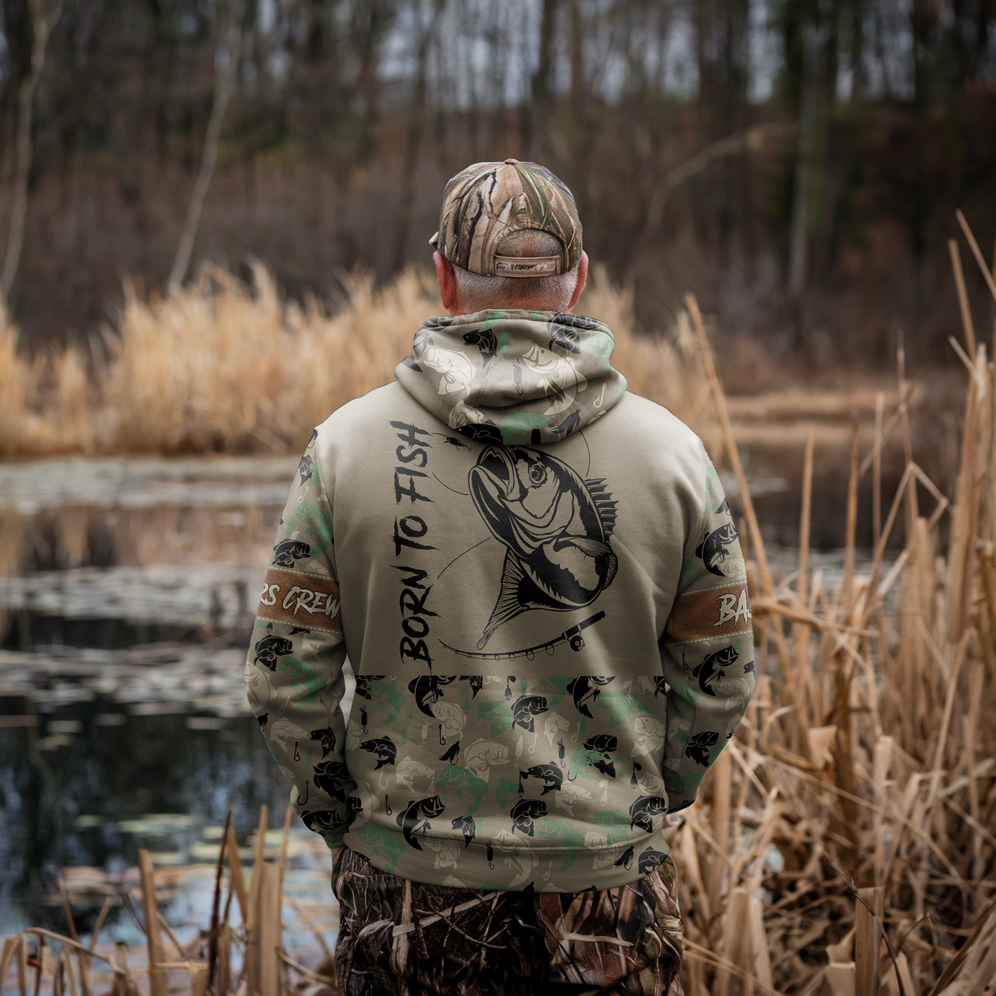 Bass Angler Personalized Camo Hoodie